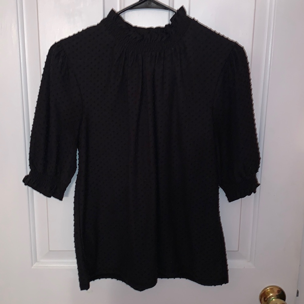 NWOT J. Crew Factory Swiss Dot Smocked Neck Top